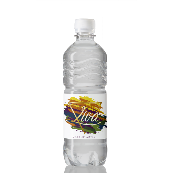 Mineraalwater in een geribbelde 500ml. R-PET fles die voor  de volle 100% bestaat uit gerecycled PET met een gekleurde schroefdop